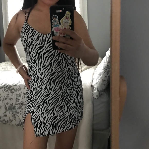 zebra slip dress with slit on side